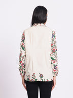 Button Down Shirt with Printed Sleeves and Classic Collar