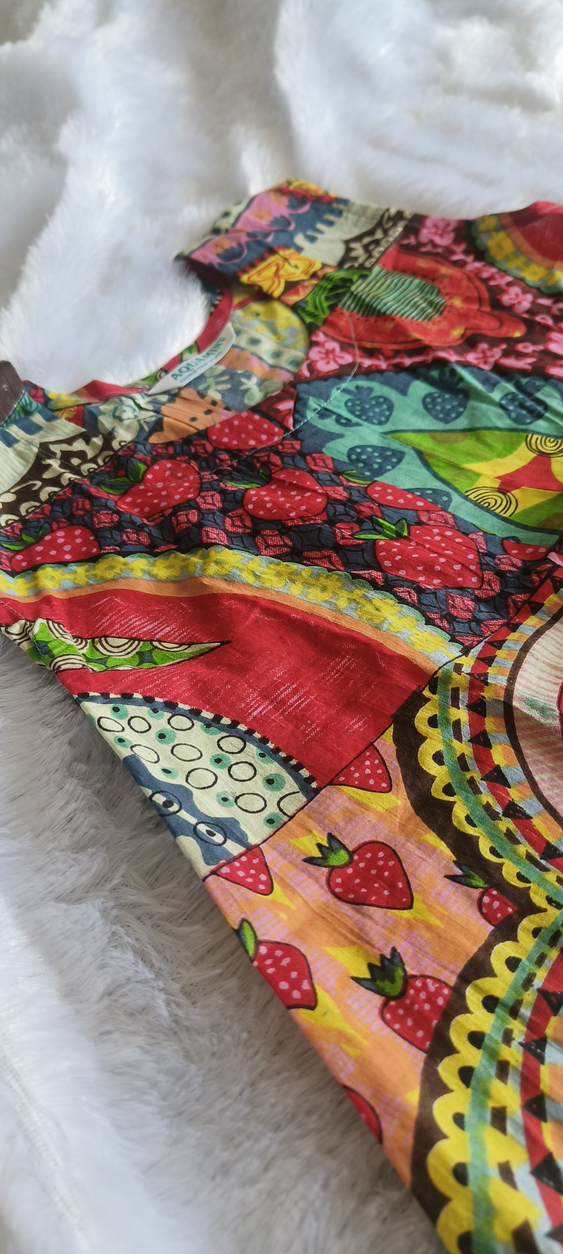 Multicolor Patchwork Sleeveless Flared Cotton Dress