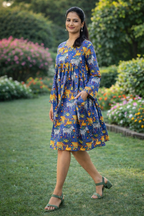 Printed A Line Dress with Full Sleeves and Flowy