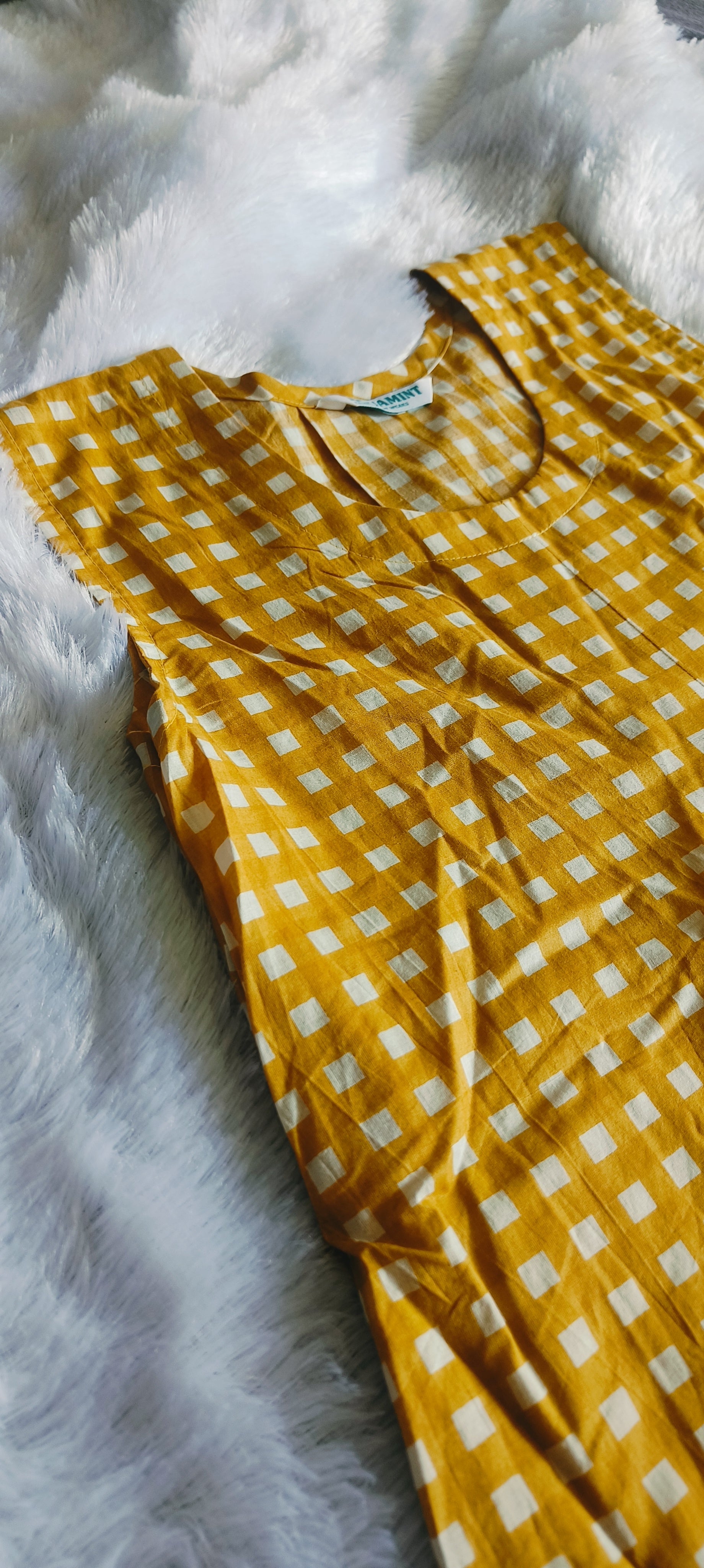 Checked A Line Dress with Sleeveless Design and Flowy Fit