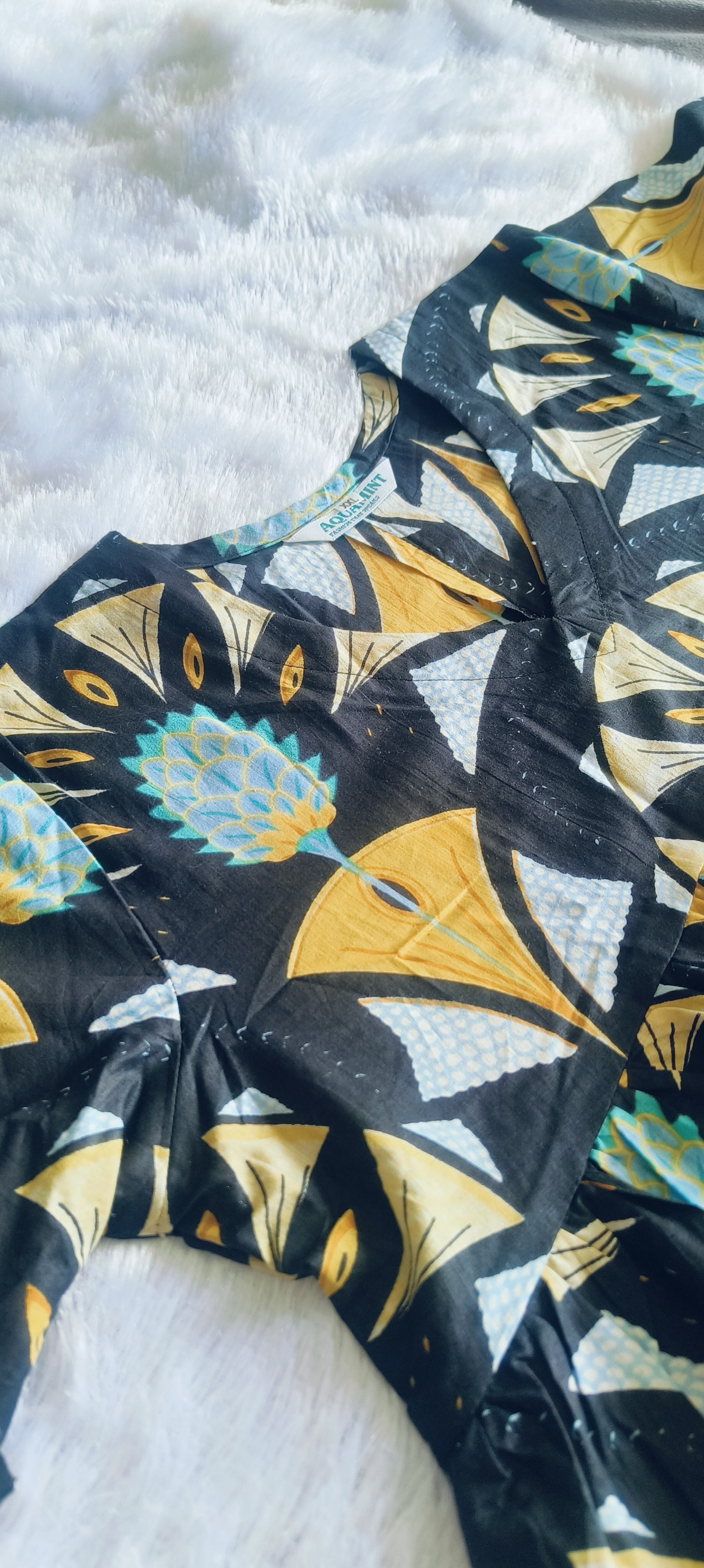 Abstract Print V-Neck Flared Dress | Cotton Blend Casual Chic