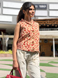 Floral Sleeveless Bagru Handcrafted Hand Block Cotton Waistcoat Top