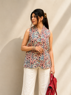 Bagru Handcrafted Floral Cotton Waistcoat Top