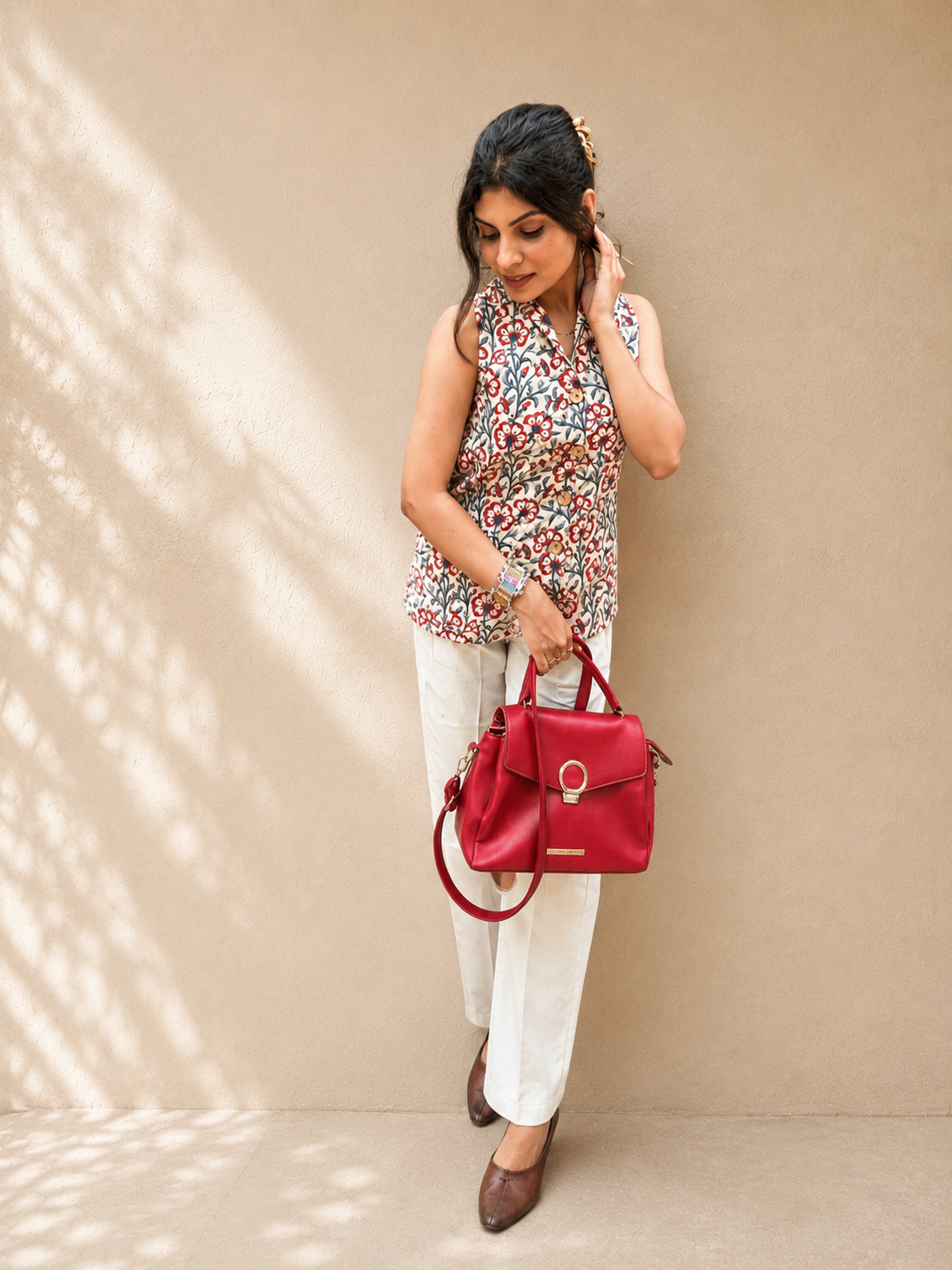 Bagru Handcrafted Floral Cotton Waistcoat Top