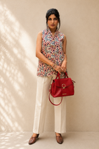 Bagru Handcrafted Floral Cotton Waistcoat Top