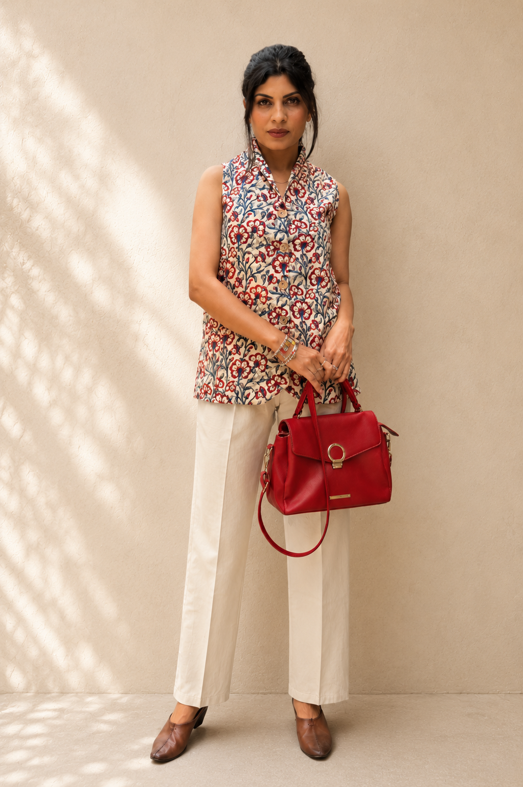 Bagru Handcrafted Floral Cotton Waistcoat Top