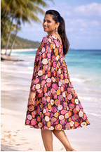 Pomegranate Print Flared Jaipur Cotton Dress