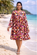 Pomegranate Print Flared Jaipur Cotton Dress